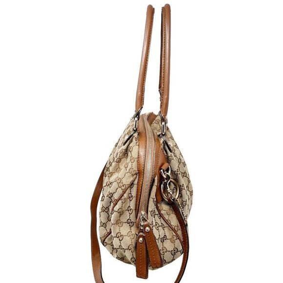 Gucci Sukey Logo Monogram Canvas Leather Trim Boston Bag with Shoulder Strap - Picture 2 of 9